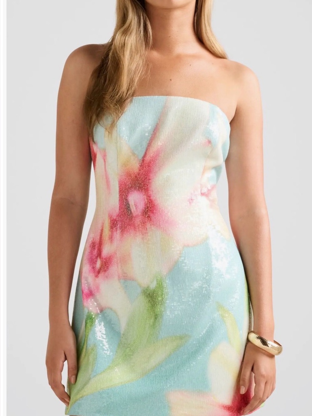Ever New Aqua Floral Sequin Mini Skirt